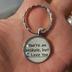Silver Keychain with Funny Message